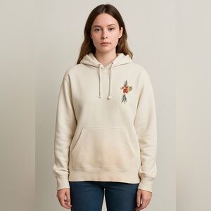 Little Moon Embroidered Parrot Hoodie White Size S